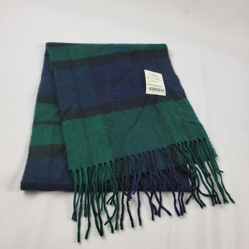 NEW Cashmink Scarf Made in Germany New w Tag Green Blue Plaid 11x55" JC Penney - Picture 2 of 11