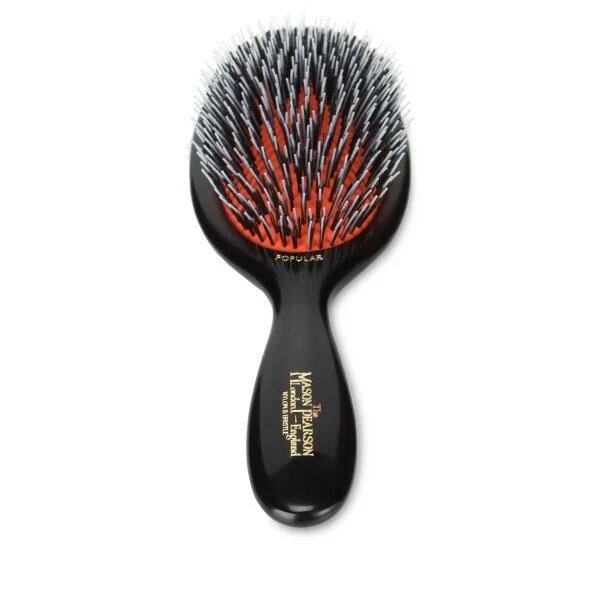 Cepillo de pelo Mason Pearson mezcla popular BN1 peine rubí oscuro con cepillo de limpieza de JP Foto 3 de 4
