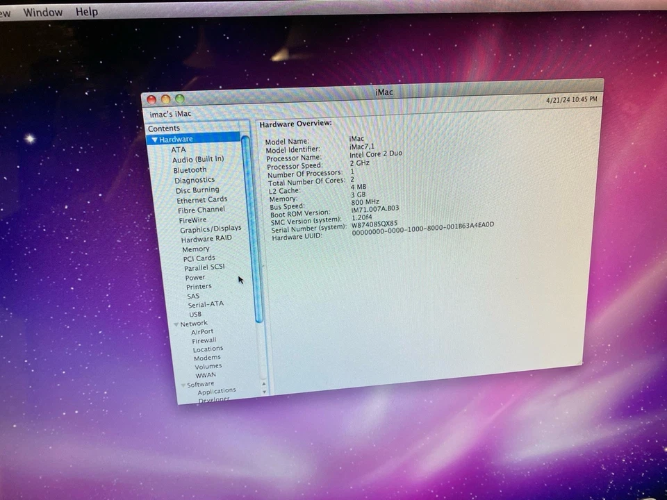 Apple iMac 20" (Mid 2007) – 2.0GHz Core 2 Duo, 3GB RAM, 250GB HDD, 10.6 A1224 - Image 3 of 4