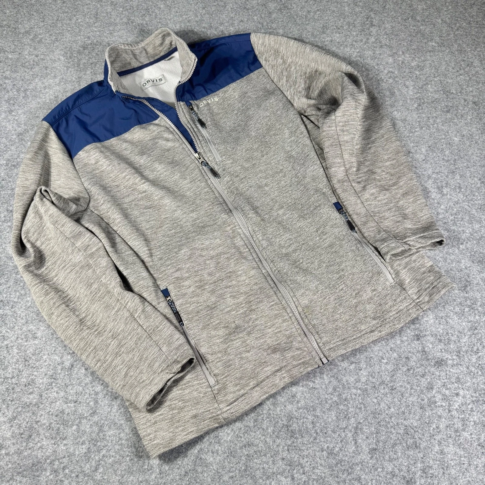Orvis Men’s Classic Collection Full Zip Bonded Mesh Fleece Jacket Gray Blue L - product detail image 1