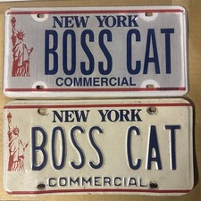 New York Statue Of Liberty Vanity Commercial License Plate - “BOSS CAT”