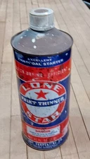 Vintage Lone Star Paint Thinner Can Red White Blue Gas Oil Garage Art