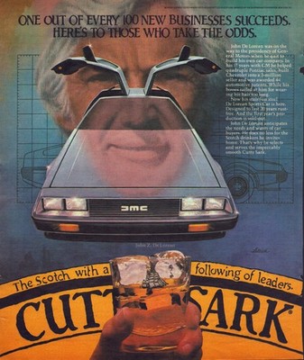 1981 DeLorean DMC-12 Cutty Sark Scotch Whiskey Vintage Print Ad John Z. DeLorean