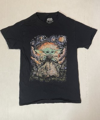 Star Wars V Fifth Sun Mandalorian Grogu Baby Yoda Vincen Van Gogh T-Shirt Size S