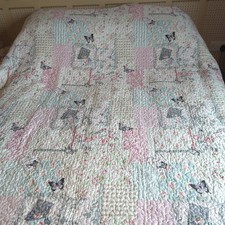 Bedspread Throw Quilted Double Reversible Floral Pink butterfly Velosso 