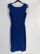 Nine West women's blue sleeveless dress size 8 pleated drop waist stretch midi