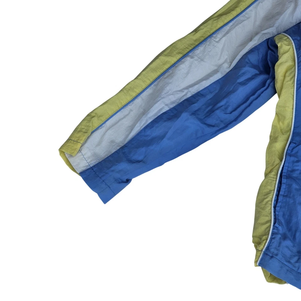 Cortavientos ligero vintage para mujer talla 14 W azul pastel amarillo blanco nailon Foto 3 de 4