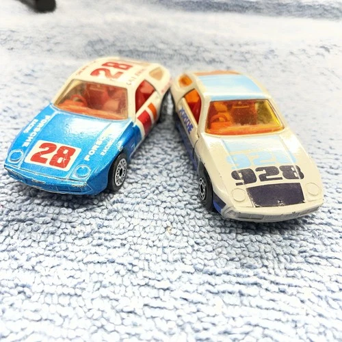 Vintage 1979 Matchbox Superfast Porsche 928 Silver & Blue  Jenkins Macau 2 Cars