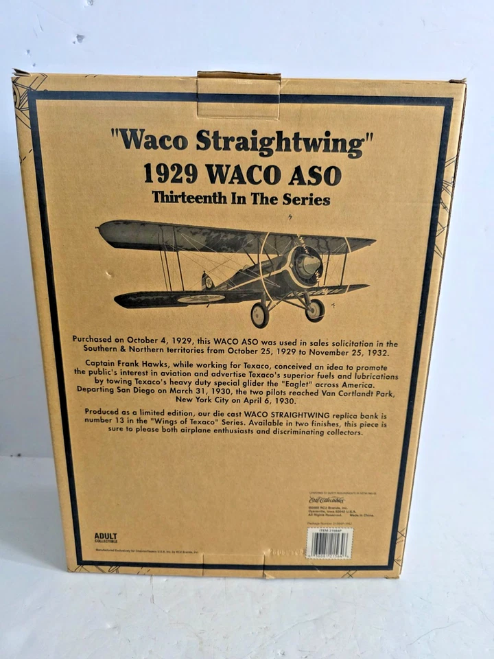 Wings of Texaco 1929 Waco ASO Diecast Plane Brushed Metal 13th Series New - Image 3 of 3