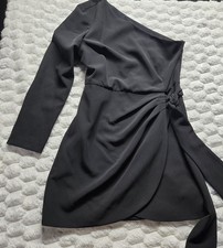 Gianni Bini black one shoulder mini dress with bow detail Womens Size 8