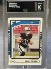 🔥🏈BROCK BOWERS 2024 Donruss Rated Rookie #394 #RAIDERS! GMA GEM MINT 10!!!🏈🔥