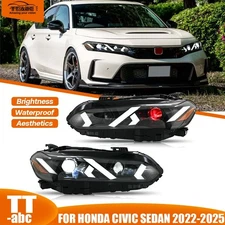Red Devil Eye Projector Headlights For 2022-2025 Honda Civic Front Lamps w/ LED