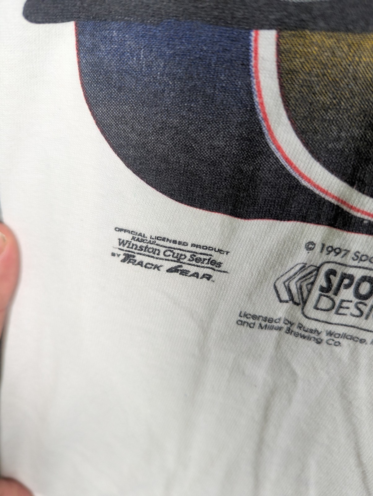 Vintage 1997 Rusty Wallace NASCAR T Shirt Men Medium Miller Lite Rolling Thunder image 4