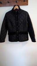 Joules Black Quilted Lined Barn Jacket British Size US 8 Equestrian Hunting #71