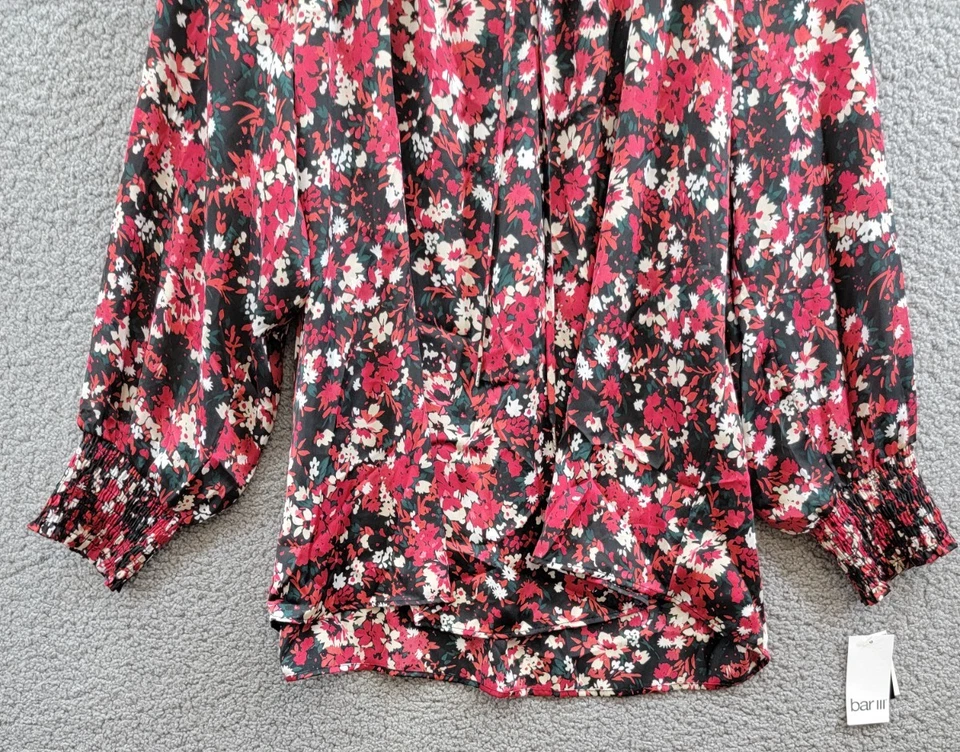 Blusa Campesina Bar III Talla Grande Estampado Floral Para Mujer 2X Negra/Granada Multi Foto 4 de 4