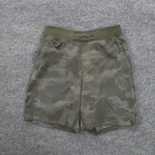 Lululemon Shorts Mens Small Green Camo T.H.E. Linerless Performance Gym Run Logo