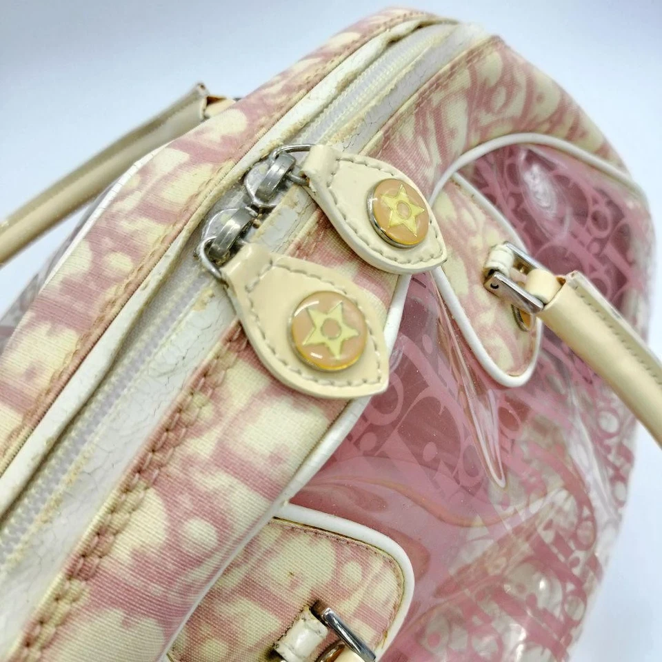 Christian Dior Trotter Tote in Pink Clear Vinyl Patent Leather Logo Pattern - Image 4 of 4