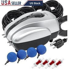 All-in-One Koi Pond Aerator Pump System W/ 4 Outlet Tubing Air Stones Valves New