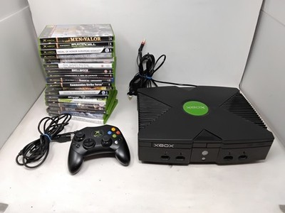 Microsoft Xbox Original Schwarz Heimkonsole Bundle mit Controller und Spielen 