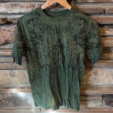 Affliction Jump Dark Green Distressed Short S...