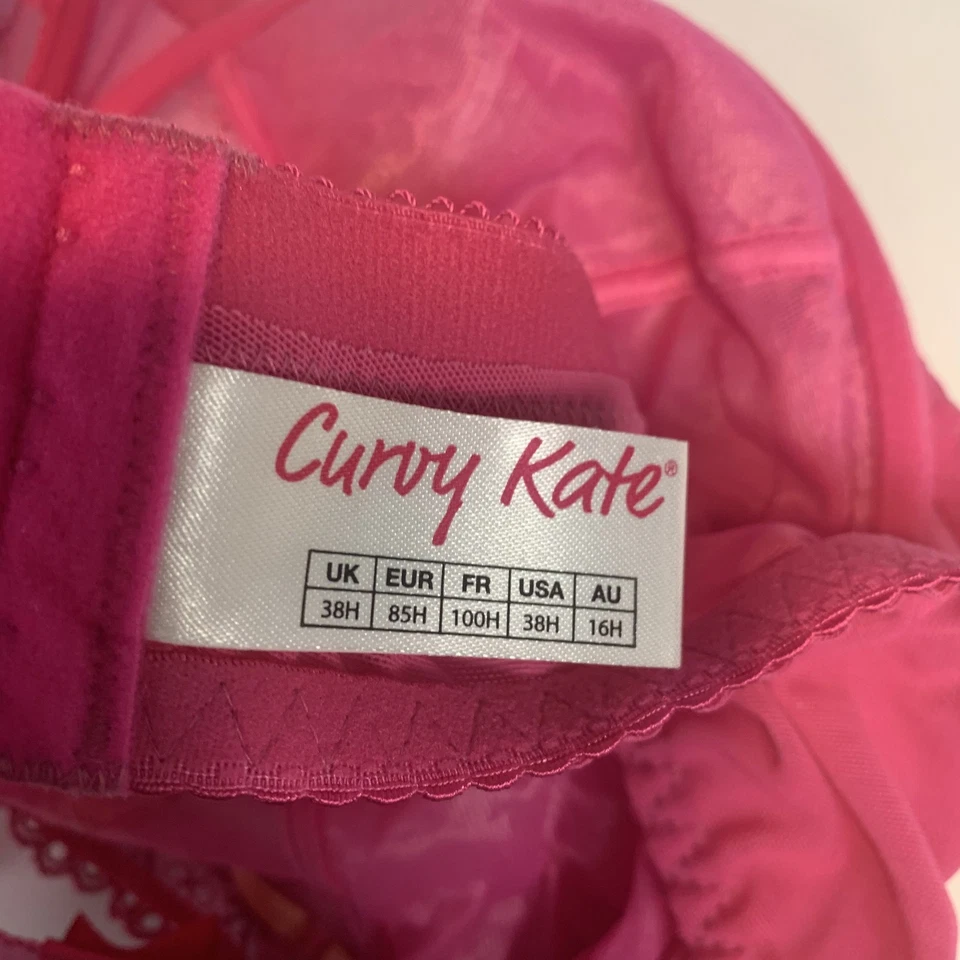 Sujetador Curvy Kate Mujer 38H Portia Balconette Rosa Naranja Malla Encaje Transparente Con Aros Foto 3 de 4