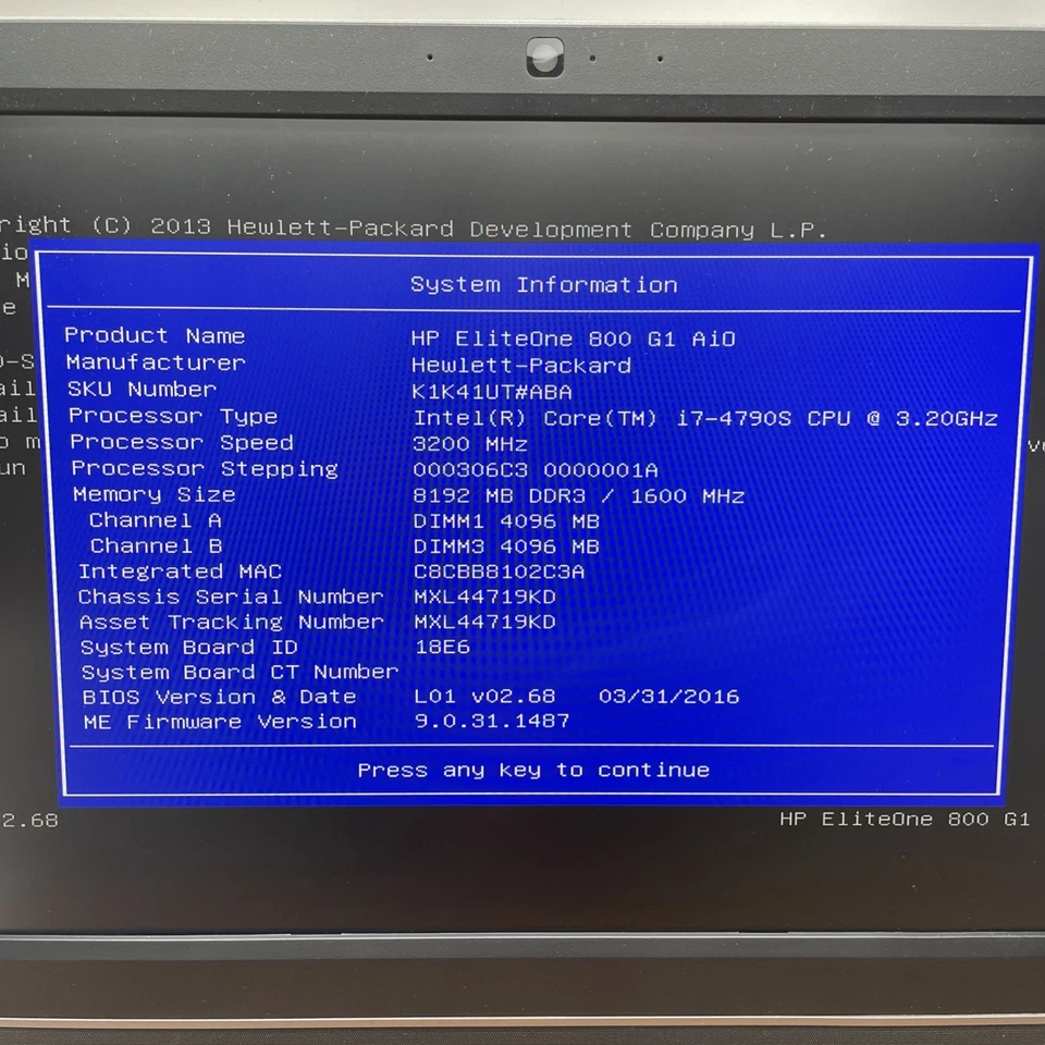 HP EliteOne 800 G1 AiO 23" Intel i7-4790S 8GB w/ Stand No HDD - Image 2 of 4