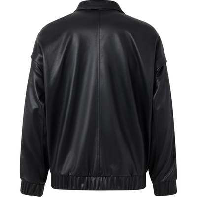 adidas FAUX LEATHER JACKET ブラック Adidas Originals Black Faux Leather Pleather Firebird Oversized