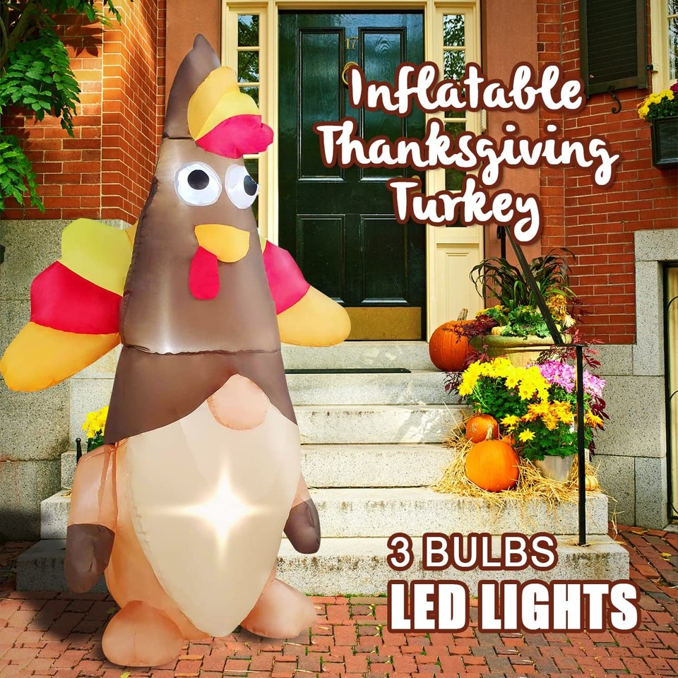 5ft Thanksgiving Inflatable Gnome - LED Lighted Holiday Yard Decoration