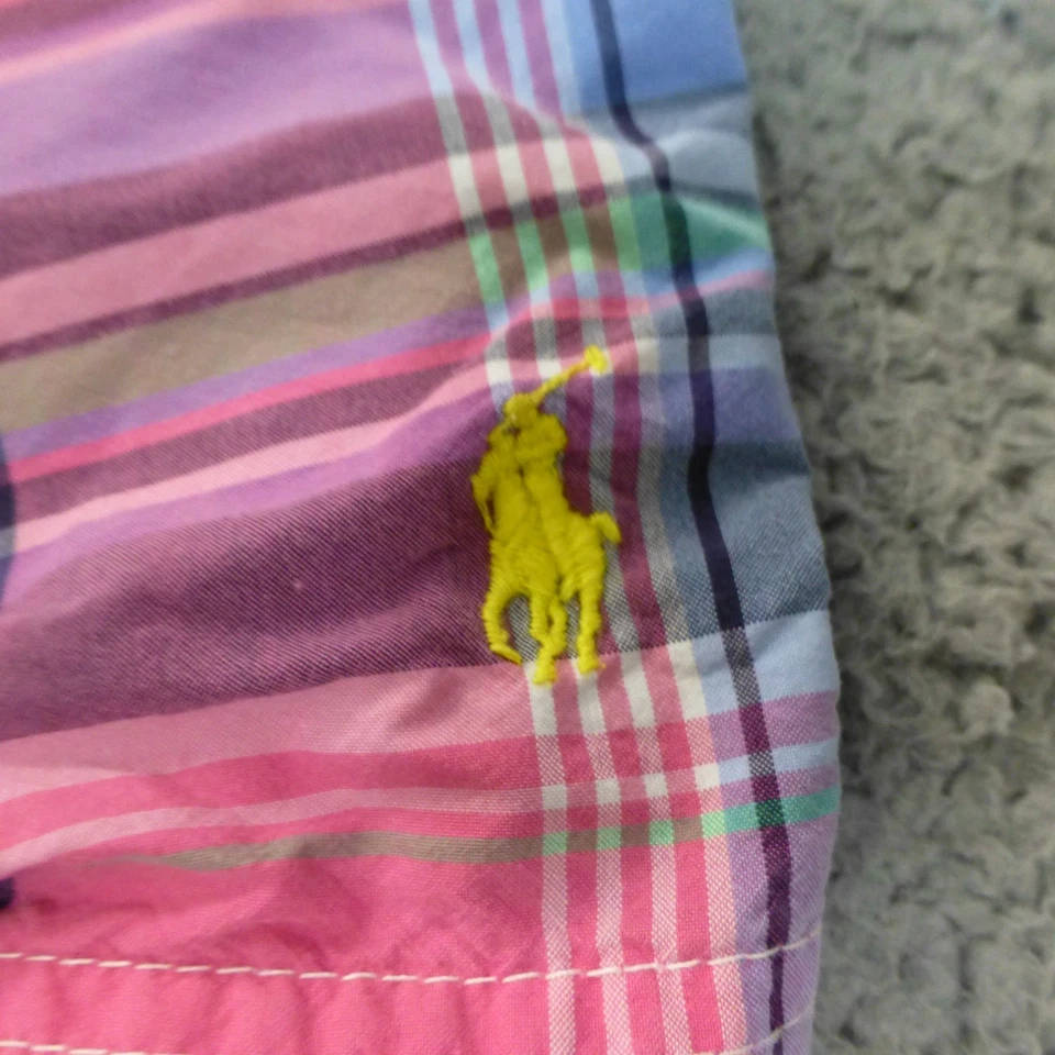 Bañador Polo Ralph Lauren Para Hombre 32 Cuadros Malla Forrado Poni Cordón Rosa Foto 3 de 4