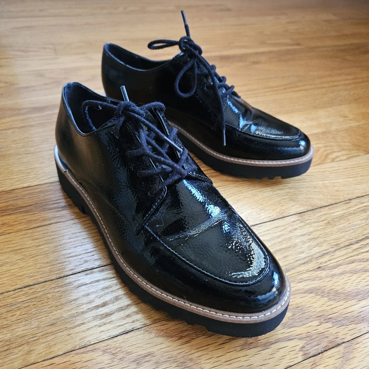 Franco Sarto Charles Patent Black Lug Sole Lace Up Derby  display picture 1