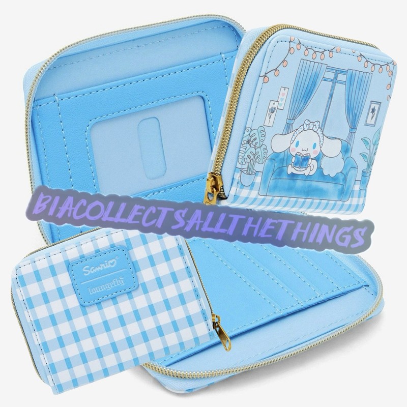 NWT LOUNGEFLY SANRIO Hello Kitty  Blue CINNAMOROLL Lounge Mini Zipper Wallet