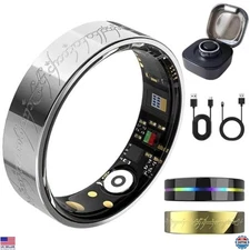 Stylish Smart Ring for Men & Women - Health Tracker: Sleep, BP, Heart Rate,