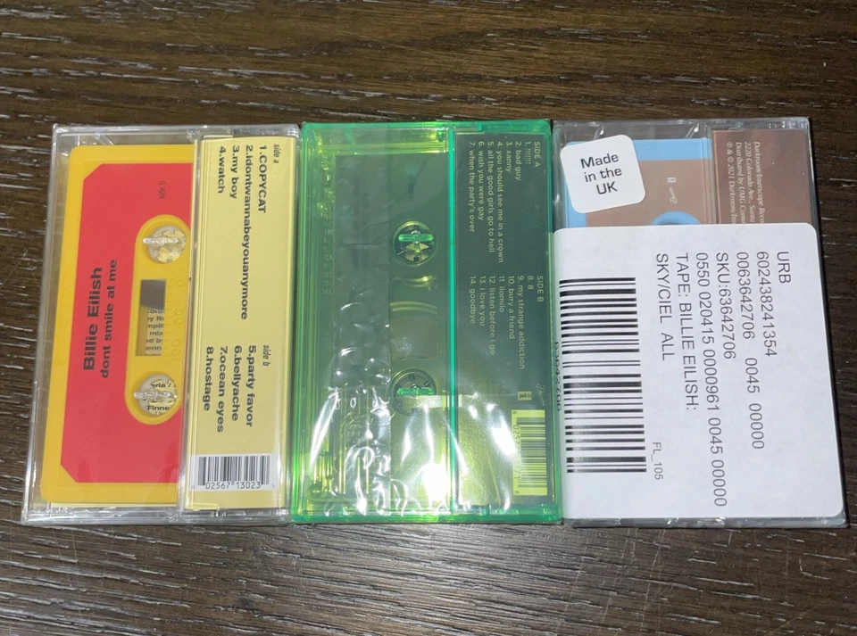 3 Billie Eilish Dont Smile At Me, Fall Asleep, Happier than Ever Cassette Lot - Image 2 of 4