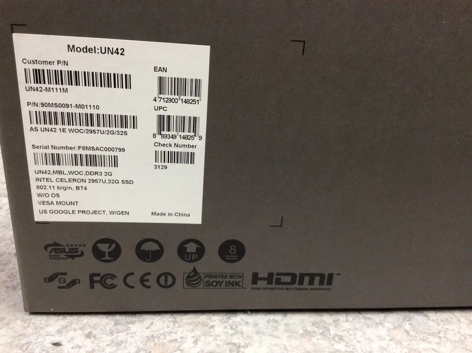 ASUS UN42 MINI PC CELERON 2957U 1.40GHZ 2GB 32GB SSD No OS Open Box - Image 3 of 4