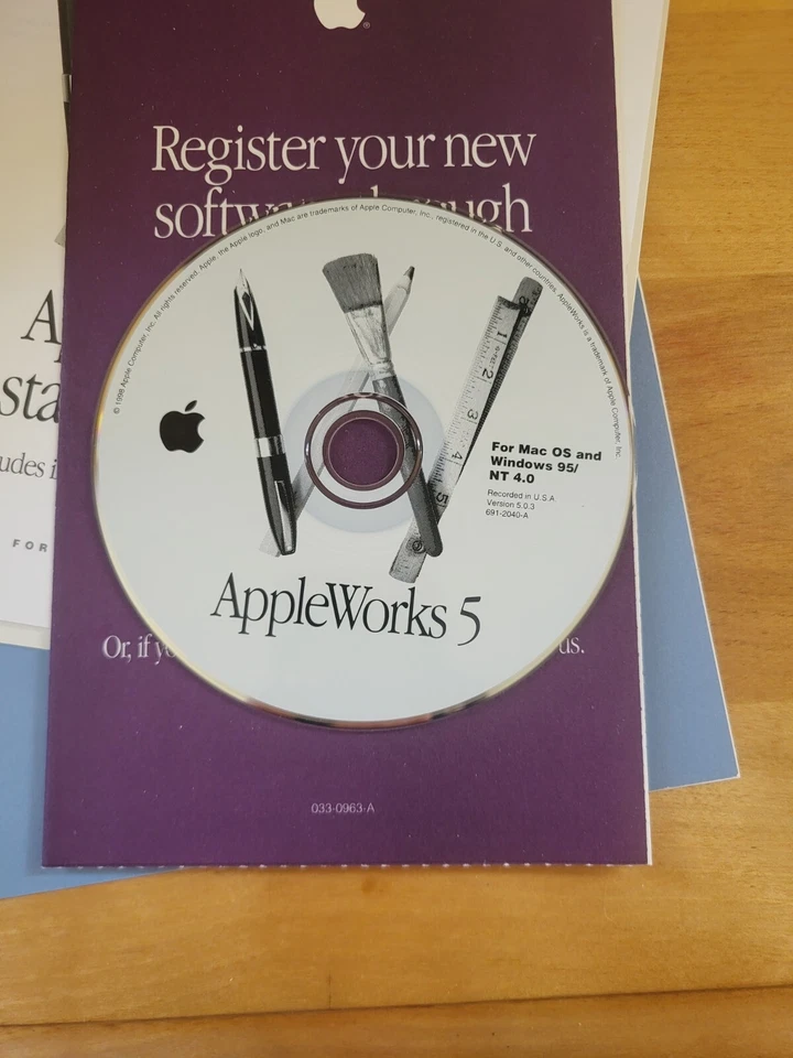 AppleWorks 5 Software Version 5.0.3 SEALED MAC Windows - Image 2 of 4