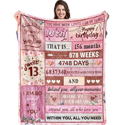 Biapian 13th Birthday Gifts for Girls 13th Birthday Blanket for Girl 13