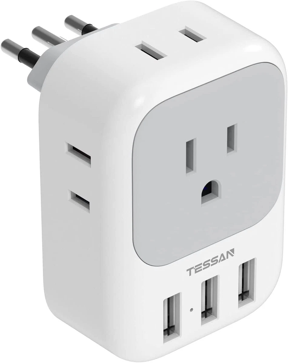 Adaptateur d'alimentation international 3-en-1 avec 2 ports USB, prise  européenne/prise américaine