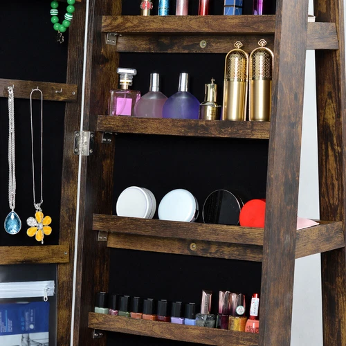 360°Swivel Jewelry Cabinet Full Length Mirror Standing Jewelry Armoire Organizer - Picture 15 of 46
