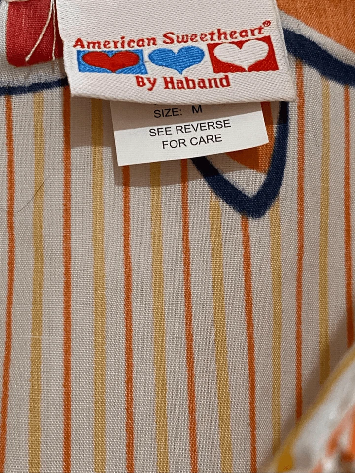 Blusa boho vintage años 70 Haband para mujer audaz floral a rayas manga 3/4 talla M Foto 4 de 4