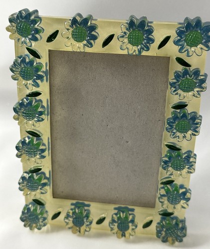 Cornice fotografica acrilica lucite fiori gialli blu vintage - Foto 18 di 18