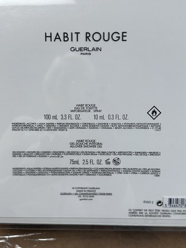 Guerlain Habit Rouge EDT 3.3 Oz Set Shower gel Pen - Picture 4 of 5