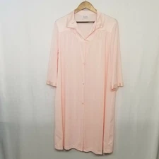 Vintage Vanity Fair Pink Dupont Nylon Collared Mid Length Nightgown Made in USA 