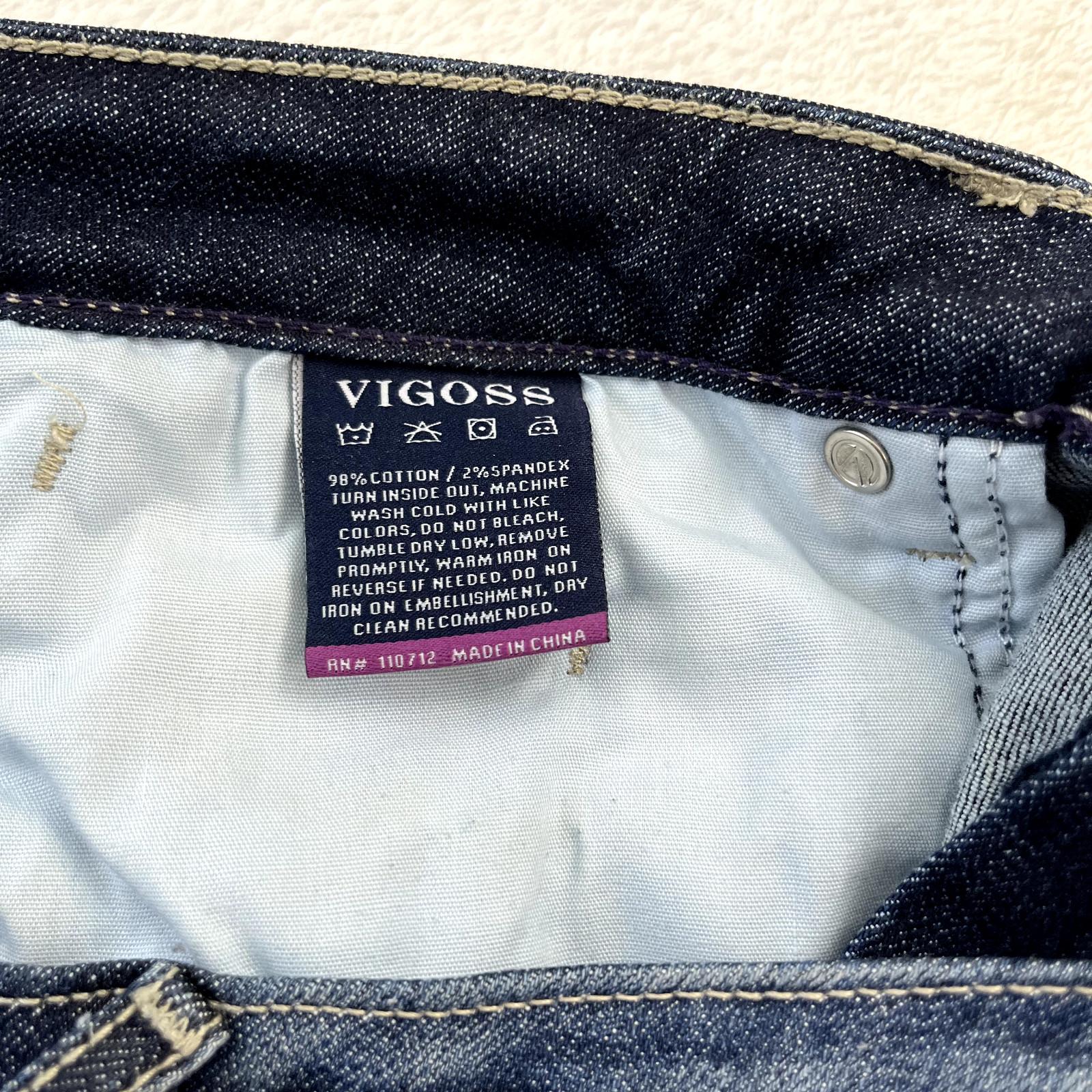 Vigoss Womens Jeans 31x31 Blue Jagger Skinny Embroidered Distressed Stretch