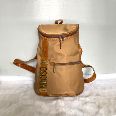 MOSCHINO Vintage Brown Gold Nylon Backpack
