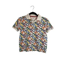 Tommy Hilfiger Spellout Logo Graphic Short Sleeve Polo Shirt Kids Youth Size L