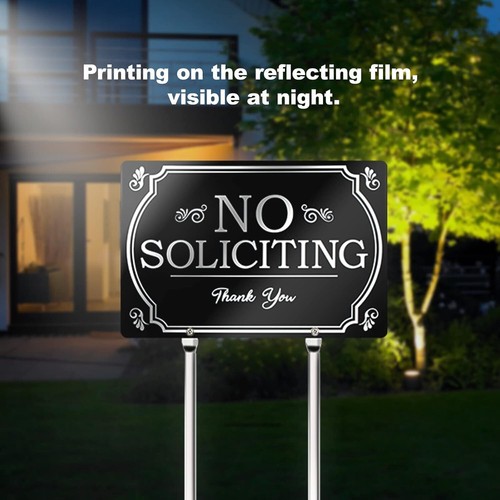 No Soliciting Yard Sign with Stake,No Soliciting Sign (Style1) - Picture 2 of 8