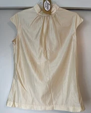 VINTAGE 60's JEUNIQUE SLEEVELESS MOCK NECK CREAM BLOUSE, 12, M, NEW WITH TAGS