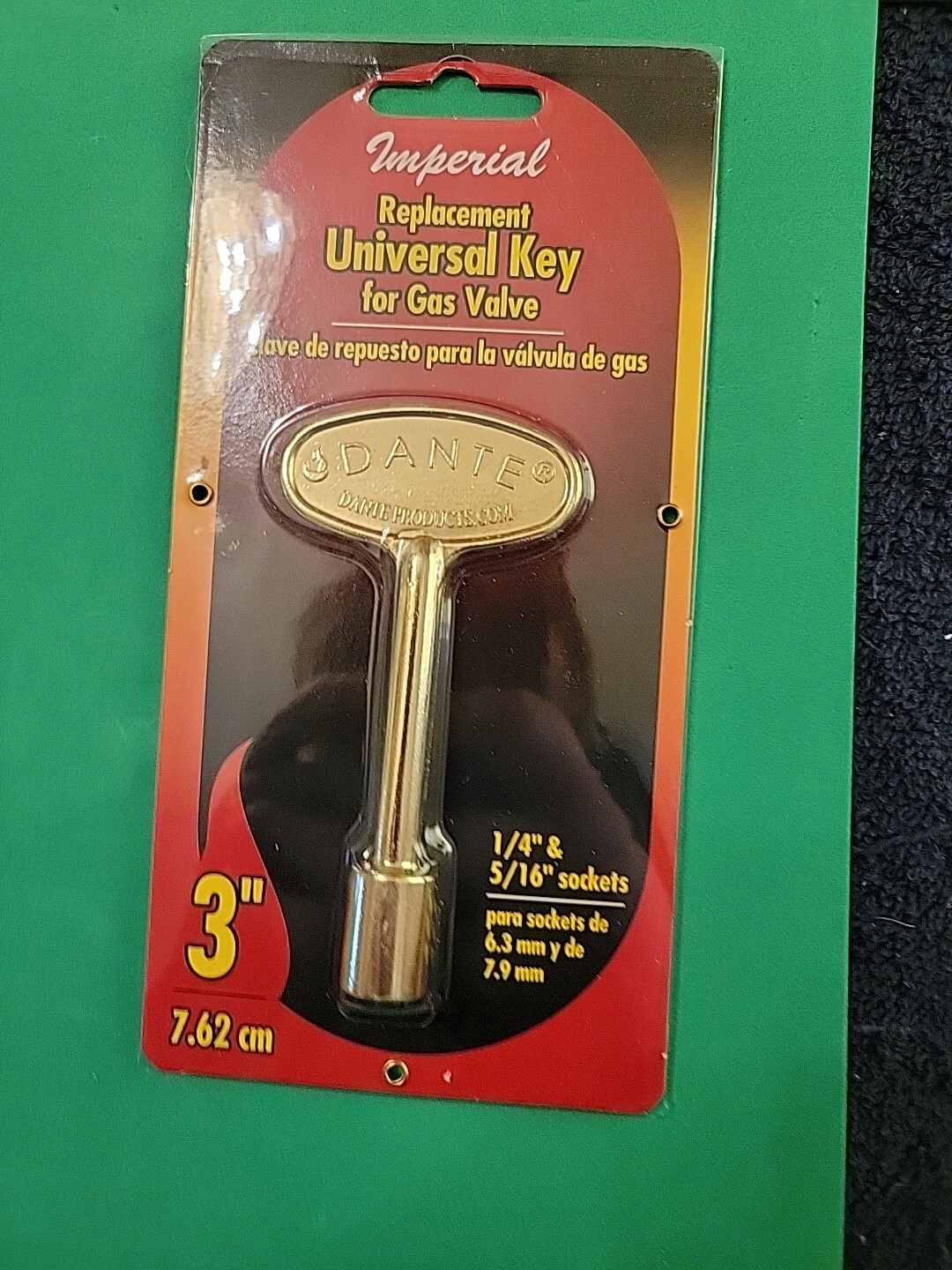 Imperial Universal Flame Fireplace Brass 3" Gas Logs Valve Key 1/4" 5/