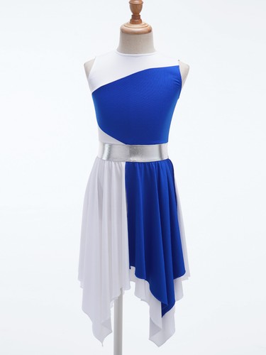 Vestido túnica de alabanza contemporánea lírico asimétrico bloque de color para niñas - Imagen 7 de 55