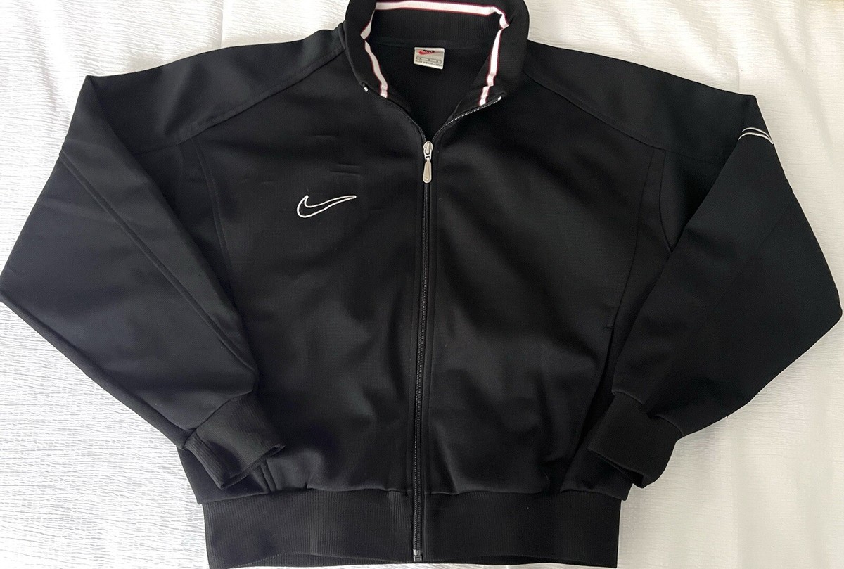 Nike Tennis フリースジャケット90s ブラック Ｍサイズ VINTAGE 90's Nike Swoosh Zip Track Jacket Soccer Black Red